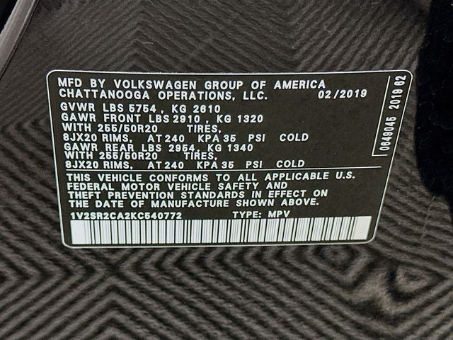 2019 Volkswagen Atlas 3.6L V6 SEL R-Line R-Line