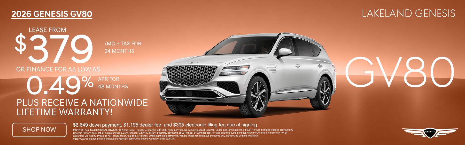2026 Genesis GV80 Lease from $379/mo
