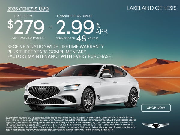 2026 GENESIS G70 - Lease from $279/mo
