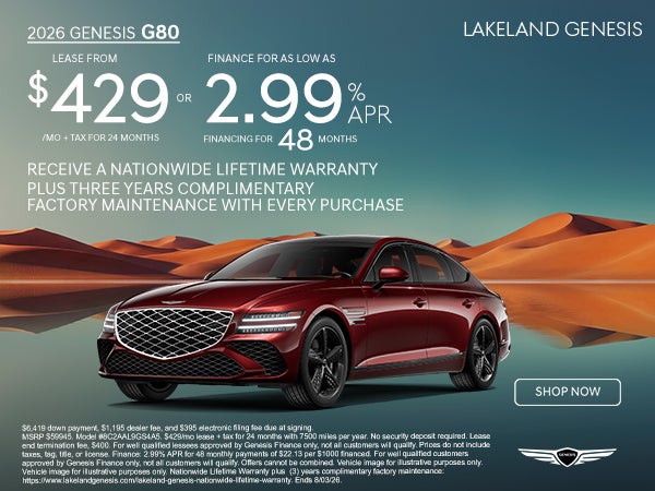 2026 Genesis G80 - Lease from $429/mo
