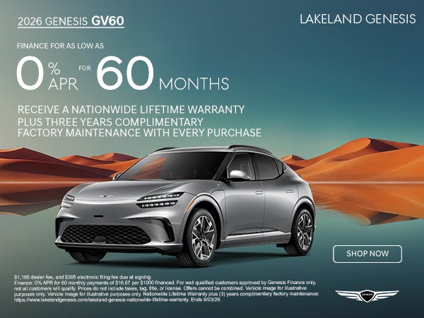 2026 Genesis GV60 = 0% for 60 / mo