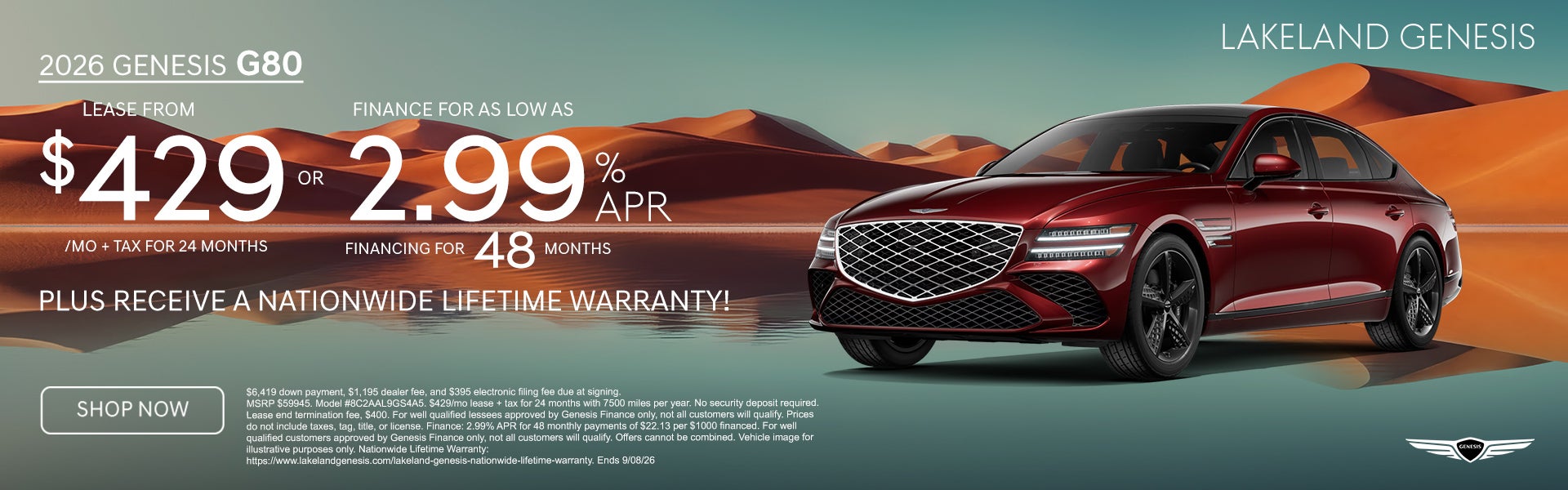 G80 lease from $429/mo or 2.99% APR