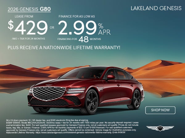 G80 lease from $429/mo or 2.99% APR