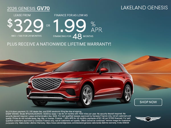 2026 Genesis GV70 2.5T Select Lease from $328 per month