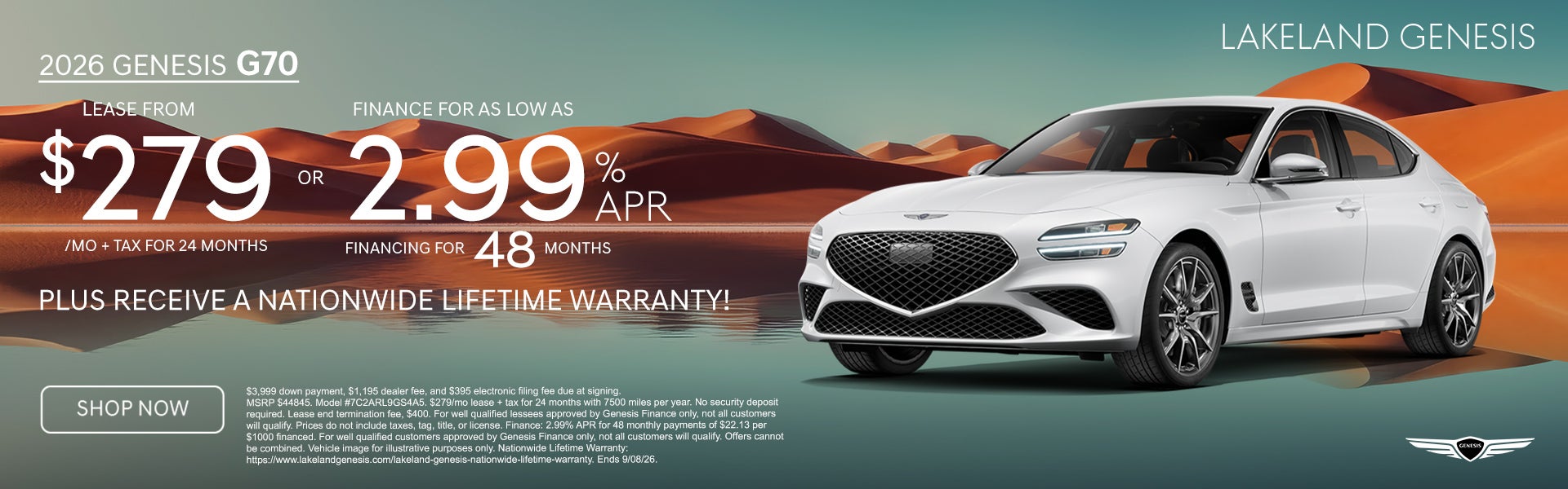 G70 $279/mo for 24 months OR get 2.99% APR