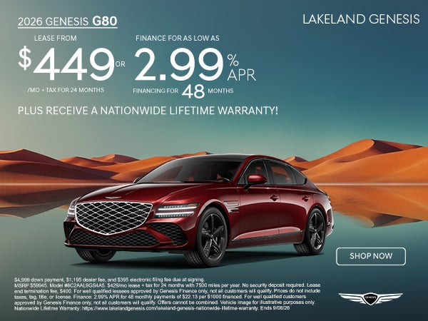 G80 lease from $449/mo or 2.99% APR