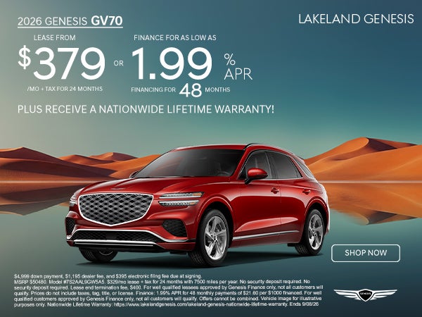 2026 Genesis GV70 2.5T Select Lease from $328 per month