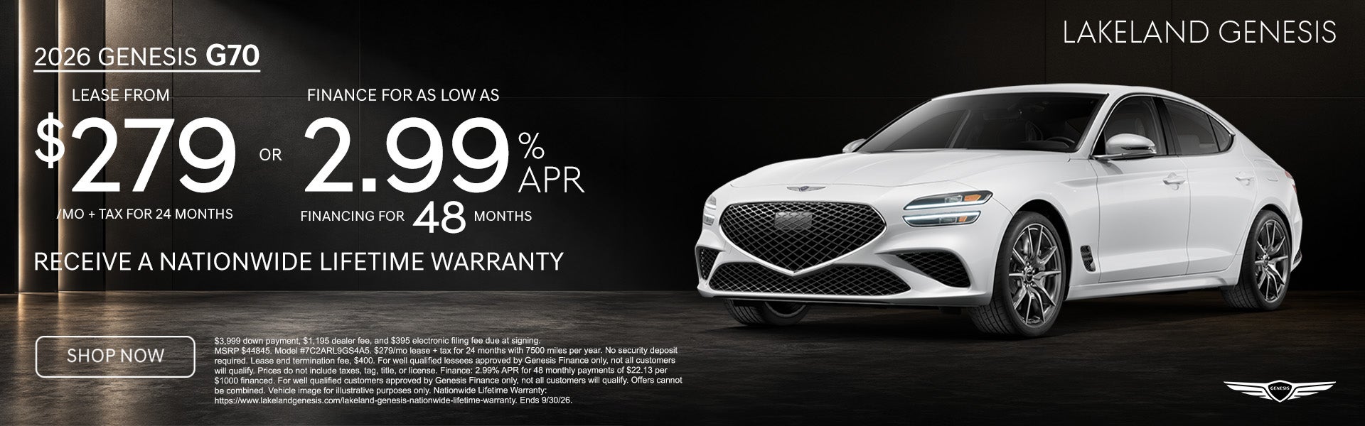 G70 $279/mo for 24 months OR get 2.99% APR