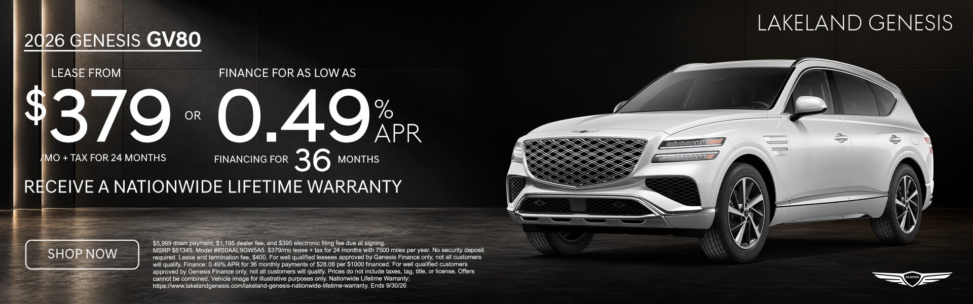 2026 Genesis GV80 Lease from $379/mo