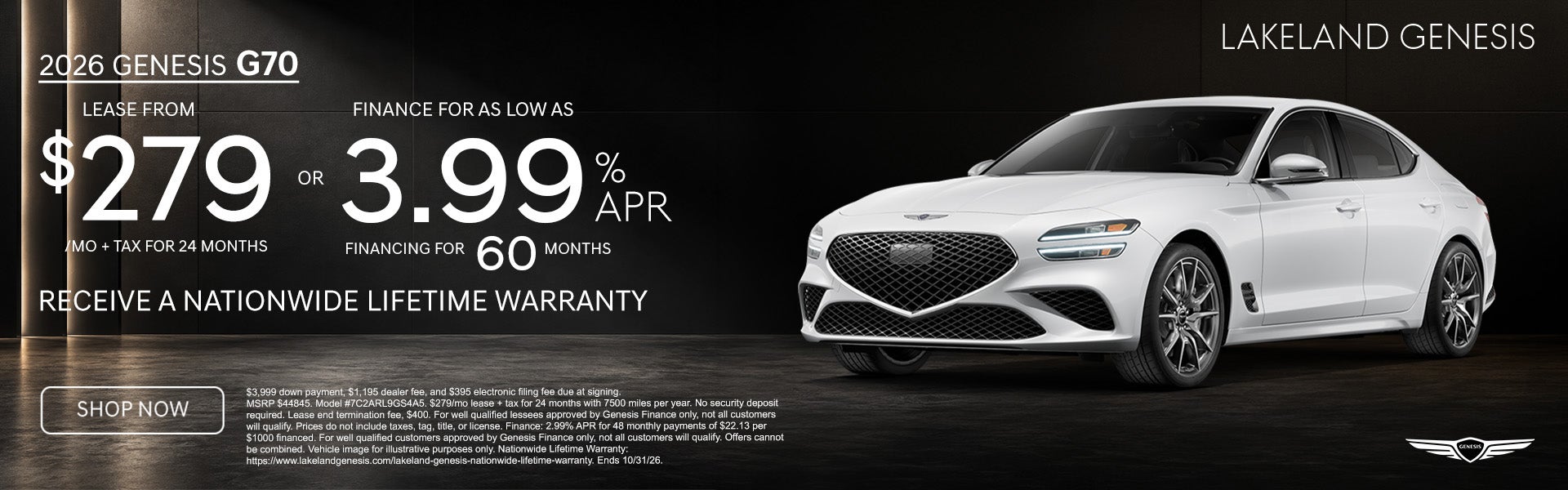 G70 $279/mo for 24 months OR get 2.99% APR