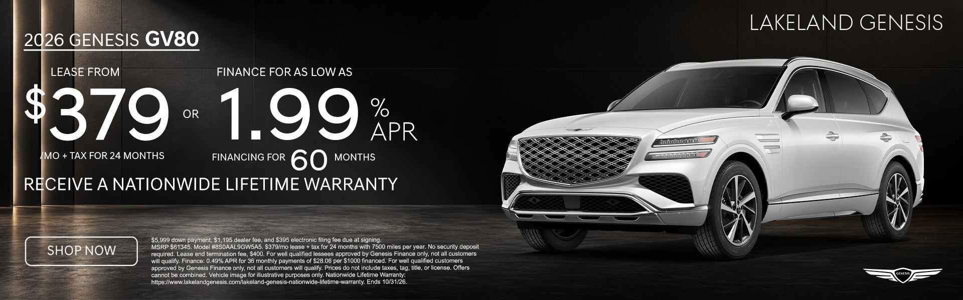 2026 Genesis GV80 Lease from $379/mo